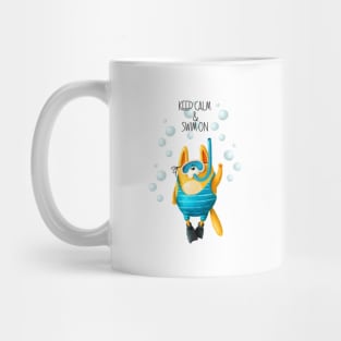 Keep Calm and Swim On Funny Cat Diver Mug